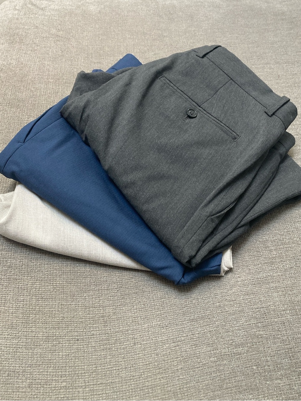 3 pairs Perry Ellis Men's Dress Pants in Navy, Charcoal and Light Gray